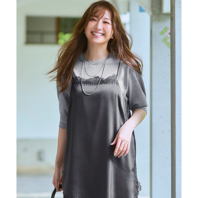オータムメタリック パフスリーブ ニット Tシャツ （シルバー系）