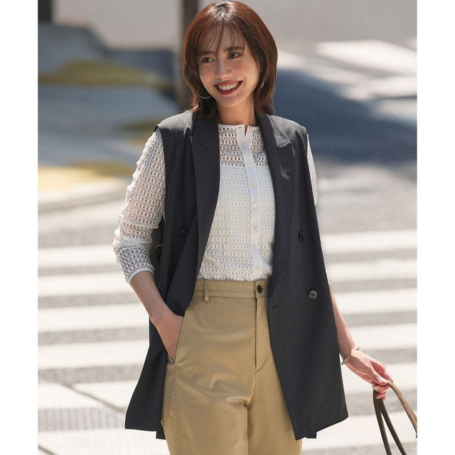 TWマットクロス テーラード ロングジレ （グレー系）