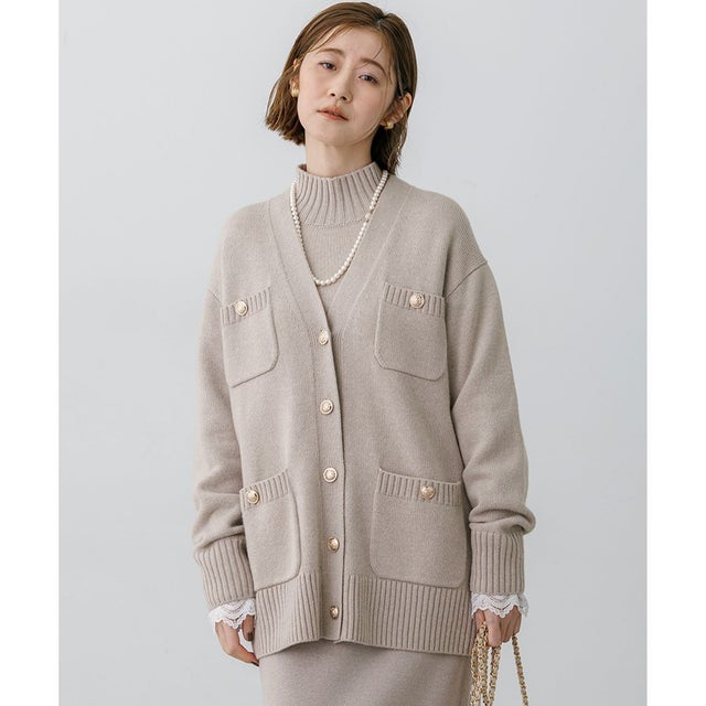 【一部予約/見上愛さん着用/WEB&一部店舗限定カラーあり】カシミヤブレンド ジャケットライク カーディガン （ベージュ系）