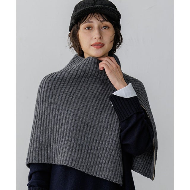 カシミヤブレンド ジップ スヌード （グレー系）