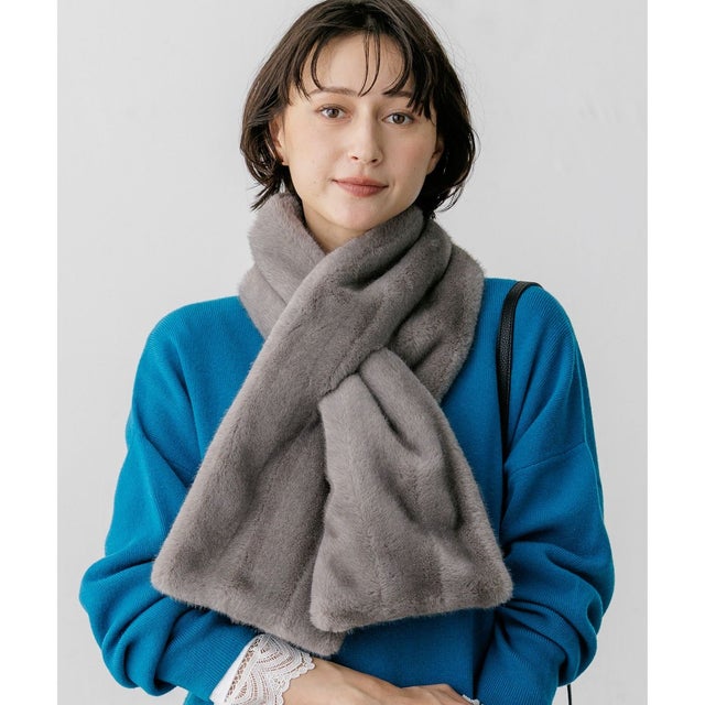 【新色追加】フェイクファー ティペット （グレー(ミンク調)）