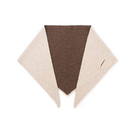 【SLOW/一部店舗限定】メランジニット トライアングルストール （ベージュ×ブラウン系）