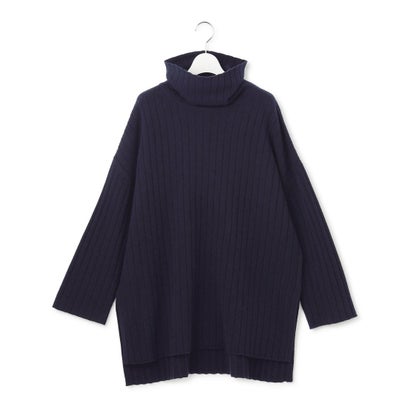 【SLOW/一部店舗限定】ウールベーシック ワイドリブ タートルネック ニット （チャコール系）｜詳細画像