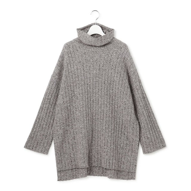 【SLOW/一部店舗限定】ウールベーシック ワイドリブ タートルネック ニット （ブラウン系）