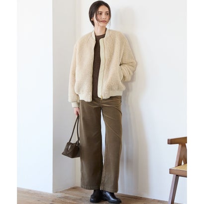 【一部予約/SLOW/一部店舗限定】コットンミックスベルベット ワイドパンツ （モカ系）｜詳細画像