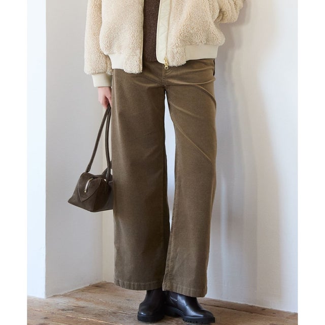 【一部予約/SLOW/一部店舗限定】コットンミックスベルベット ワイドパンツ （モカ系）