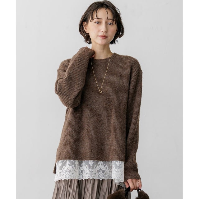 【SLOW/一部店舗限定】メランジニット プルオーバー （ブラウン系）