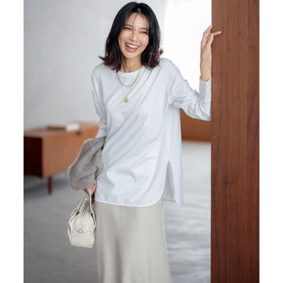【中村アンさん着用】コットンベアジャージー ロング Tシャツ(番号2G37) （ホワイト系）｜詳細画像
