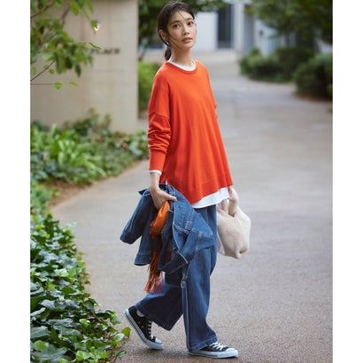 【中村アンさん着用】コットンベアジャージー ロング Tシャツ(番号2G37) （ホワイト系）｜詳細画像