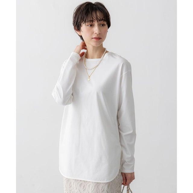 【中村アンさん着用】コットンベアジャージー ロング Tシャツ(番号2G37) （ホワイト系）