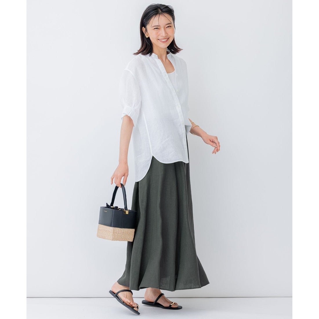 23区（大きいサイズ） 【蛯原友里さん着用/洗える】LIBECO フレア