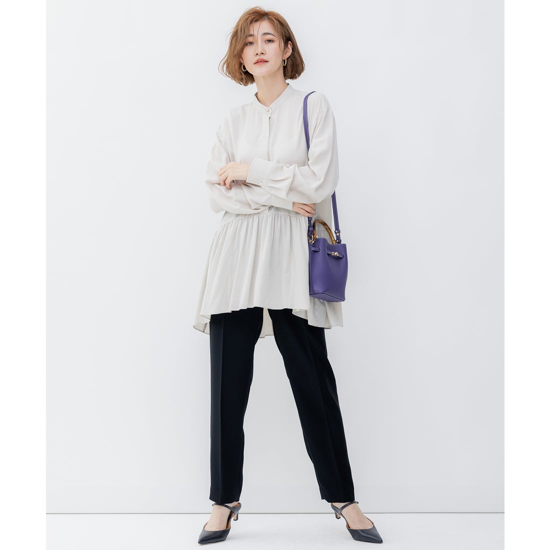 新品】23区☆ 洗える☆ドレープドビークロス チュニックブラウス大きい3XL
