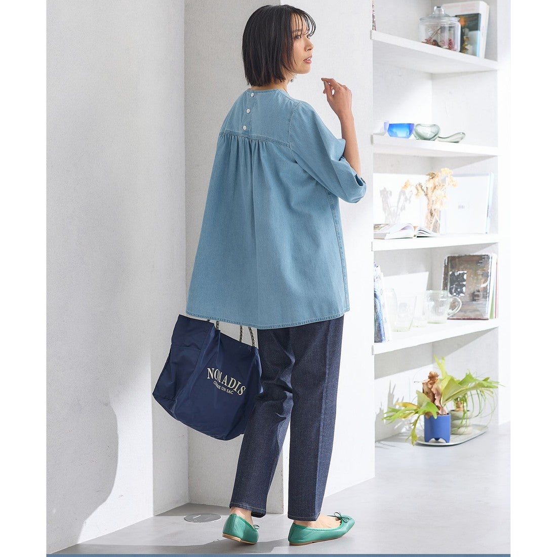 23区（大きいサイズ） 【洗える】23区DENIM ライトダンガリー ブラウス