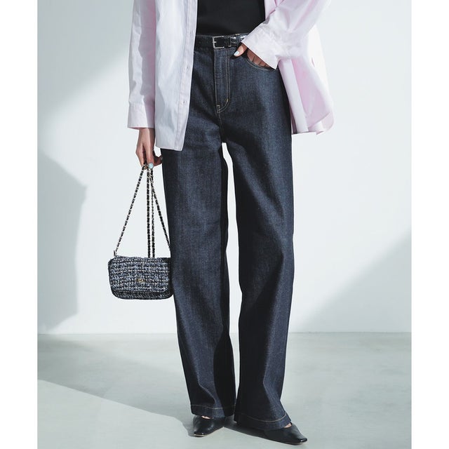 【洗える】23区DENIM ストレッチ ワイドパンツ （ネイビー系）