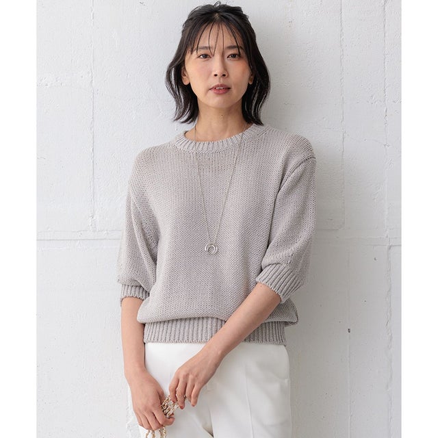 【洗える】ルレックスバルキー ラメニット プルオーバー （グレー系）