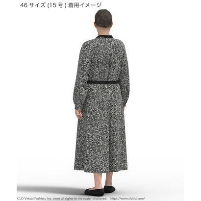【吸水速乾/UVケア/防シワ性】シャドージオメトリックプリント ワンピース （ネイビー系）｜詳細画像