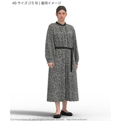 【吸水速乾/UVケア/防シワ性】シャドージオメトリックプリント ワンピース （ネイビー系）｜詳細画像