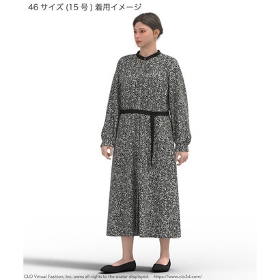 【吸水速乾/UVケア/防シワ性】シャドージオメトリックプリント ワンピース （ネイビー系）｜詳細画像