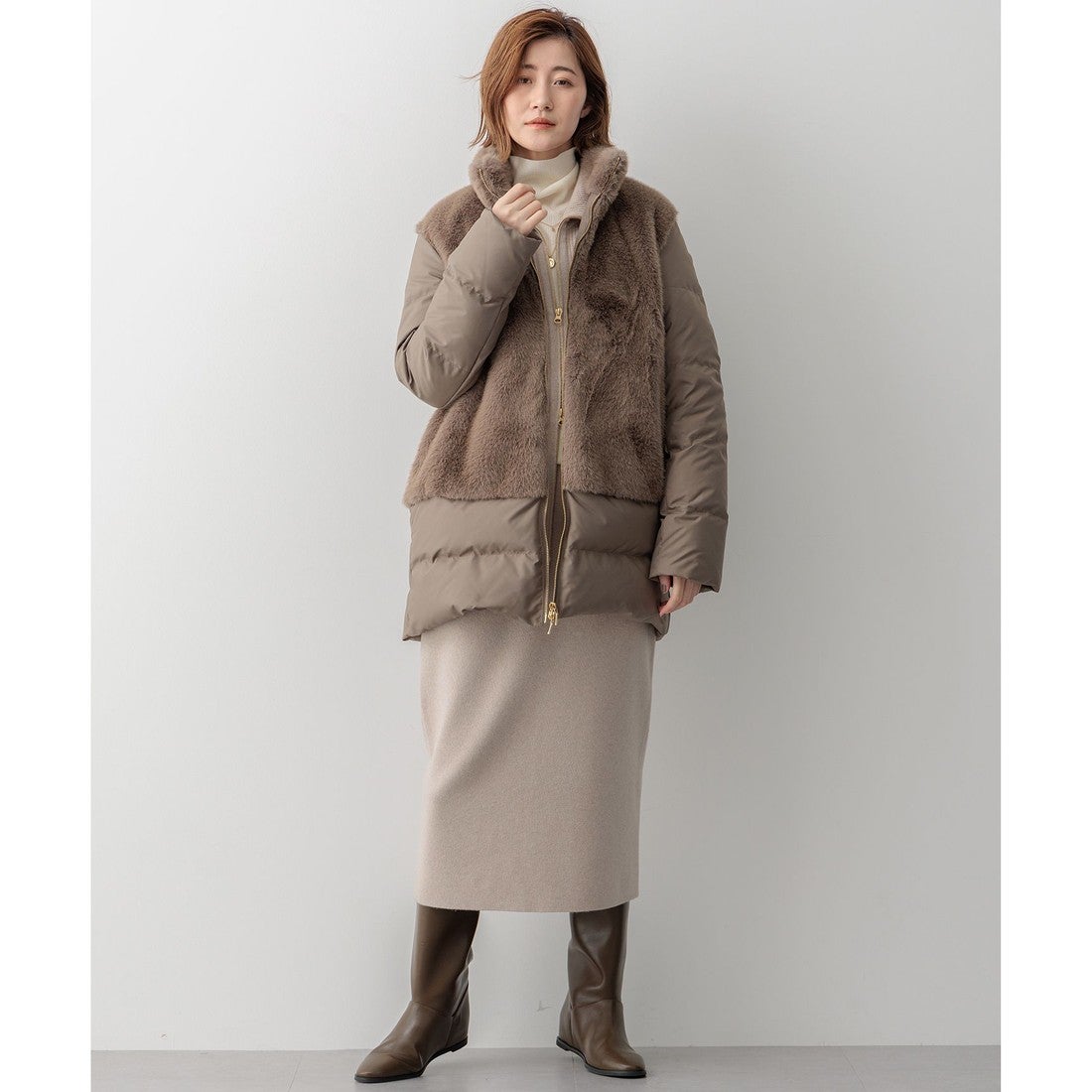 23区（大きいサイズ） ECOPEL エコファーコンビ ダウンコート