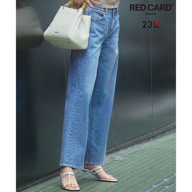 【RED CARD TOKYO×23区】デニム ライン ワイドパンツ （ライトブルー系）