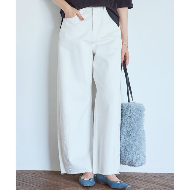 【SLOW/一部店舗限定】LIGHT DENIM バレルワイド パンツ （ホワイト系）