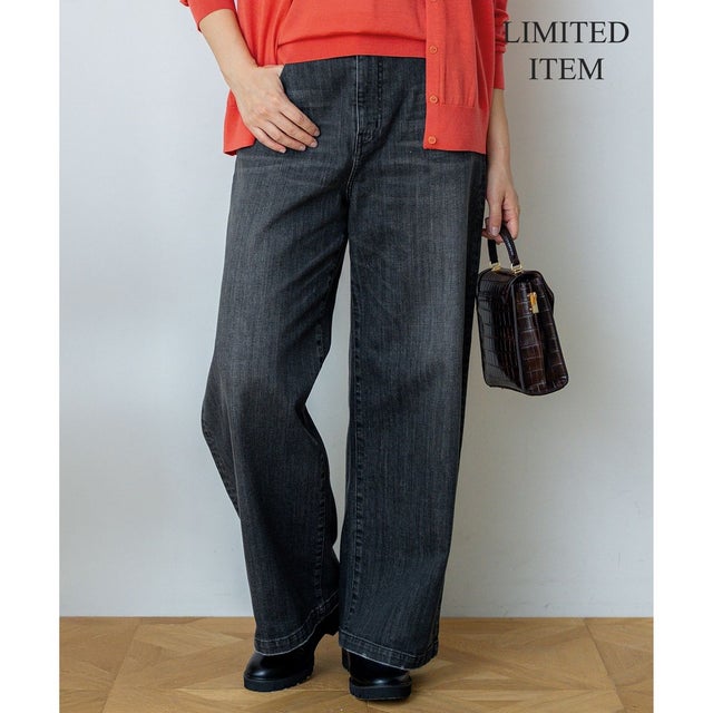 【Lサイズ限定】23区DENIM ストレッチ ワイド パンツ （グレー系）