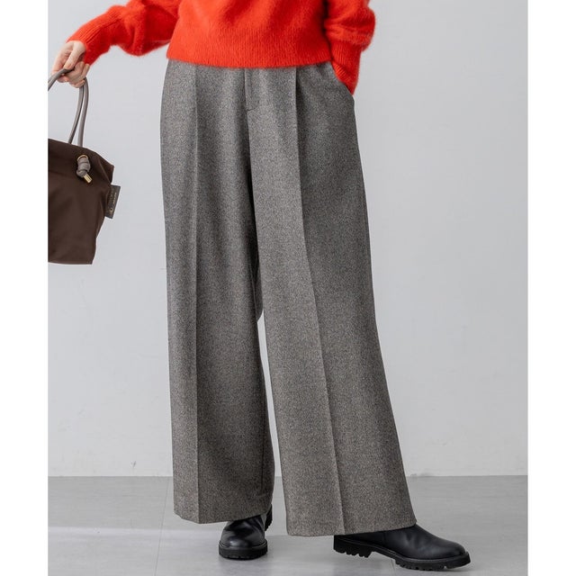 ラメミックスツイード タック ワイド パンツ （モノトーン系）