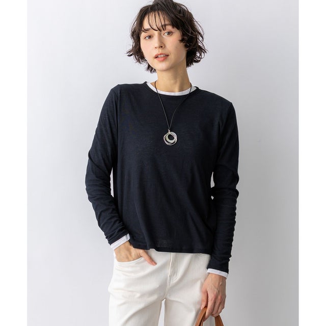 シアーフライス レイヤード ロンTEE （ブラック系）