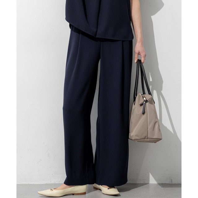 【WEB&一部店舗限定】ストレッチジョーゼット ワイドパンツ （ネイビー系）