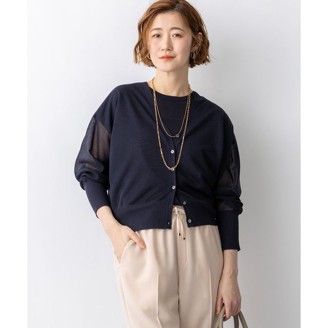 【WEB&一部店舗限定カラーあり】シャイニーシアー ドルマンスリーブ カーディガン （[WEB&一部店舗限定]ネイビー系）