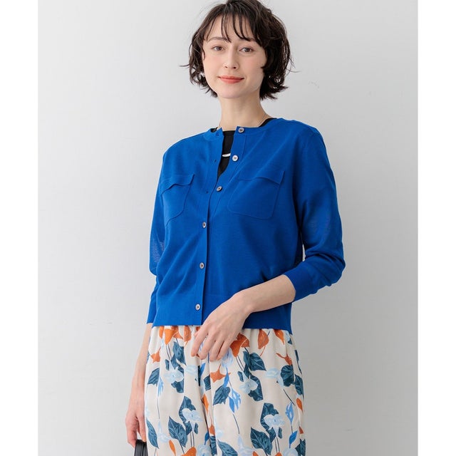 【一部先行予約/WEB&一部店舗限定カラーあり】シャイニーシアー フラップポケット カーディガン （[WEB&一部店舗限定]ブルー系）
