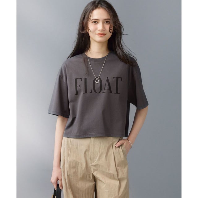 【SLOW/一部店舗限定】ヴィンテージライクジャージー クロップド ロゴ Tシャツ （スチール×ブラック）