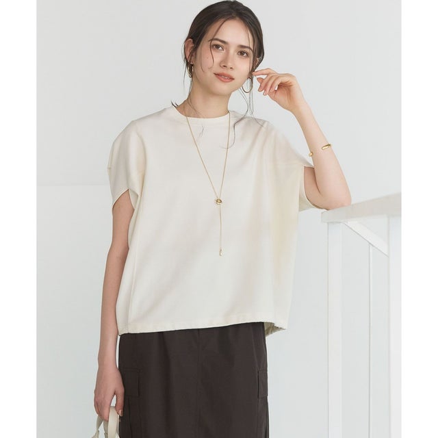 【SLOW/一部店舗限定】ライトダンボール ドロストデザイン カットソー （アイボリー）