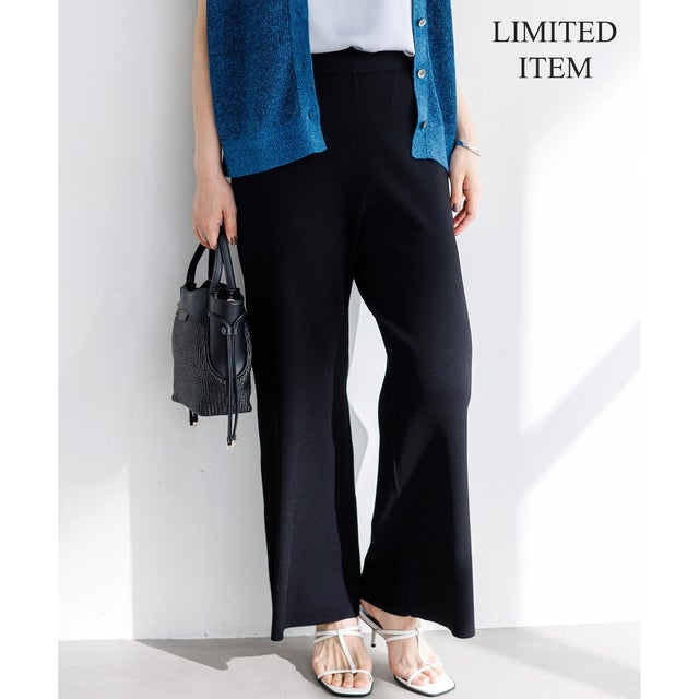 【Lサイズ限定】レーヨンポリエステルストレッチ ニット パンツ （ブラック系）