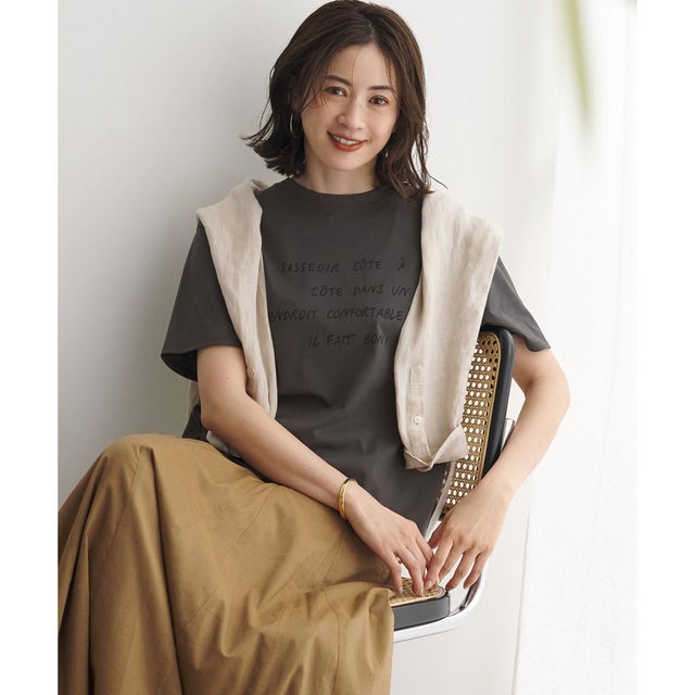 リラクシーシルエット メッセージ ロゴTシャツ （グレー系）