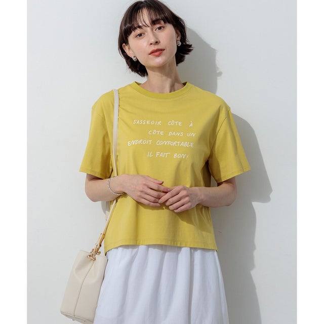 リラクシーシルエット メッセージ ロゴTシャツ （ライトイエロー系）