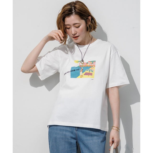 Lauren Rolwing コラボ グラフィックプリント Tシャツ （オフ×ビーチ）