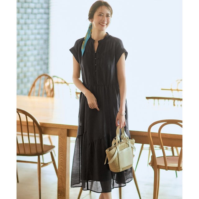 【WEB&一部店舗限定】シアーワッシャー レース ワンピース （グレー系）