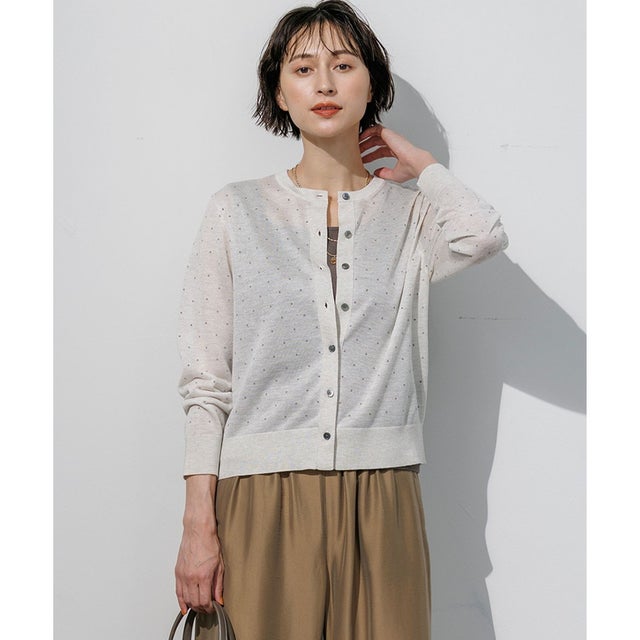 【WEB&一部店舗限定カラーあり】シアードット クルーネック カーディガン （ライトグレー系）