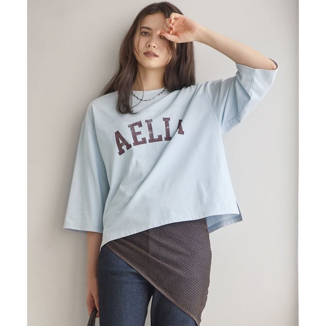 【SLOW/一部店舗限定】リラックス ロゴTシャツ （サックス系）