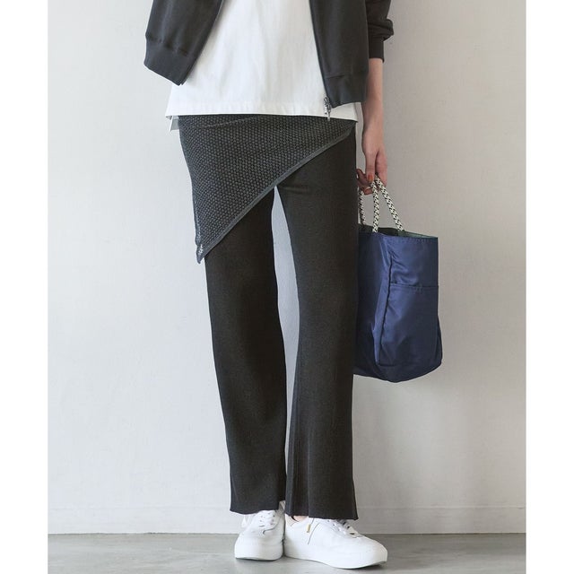 【SLOW/一部店舗限定】シアーニット パンツ （チャコール系）