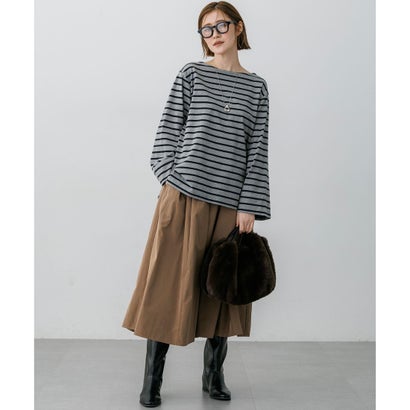 【SLOW/一部店舗限定】ワイドスリーブ Tシャツ （ダークブラウン×ボルドー系）｜詳細画像