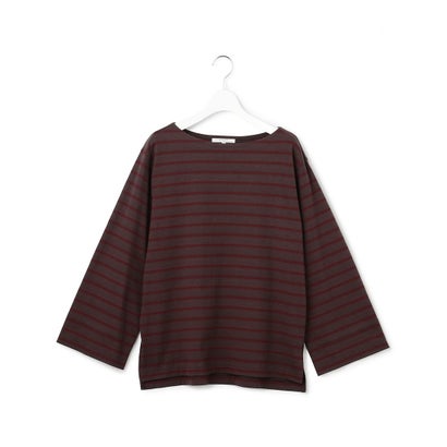 【SLOW/一部店舗限定】ワイドスリーブ Tシャツ （ダークブラウン×ボルドー系）｜詳細画像