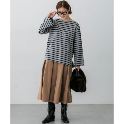 【SLOW/一部店舗限定】ワイドスリーブ Tシャツ （ダークブラウン×ボルドー系）｜詳細画像