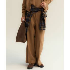 【見上愛さん着用】ナチュラルストレッチサキソニー ワイドパンツ （キャメル系）