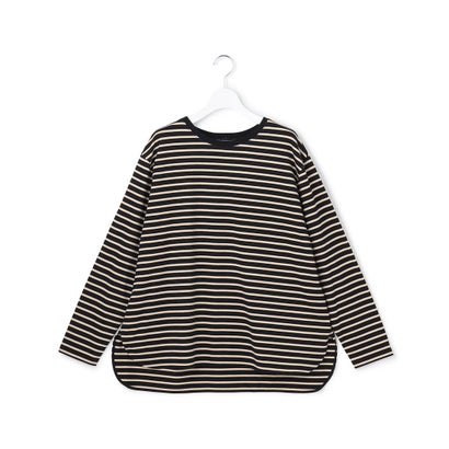 【Lサイズ限定】ナチュラルコットンベア ロングTシャツ （ネイビー×ホワイト系）｜詳細画像
