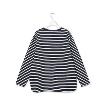 【Lサイズ限定】ナチュラルコットンベア ロングTシャツ （ネイビー×ホワイト系）｜詳細画像