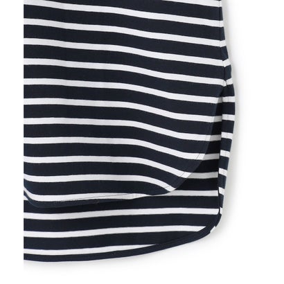 【Lサイズ限定】ナチュラルコットンベア ロングTシャツ （ネイビー×ホワイト系）｜詳細画像