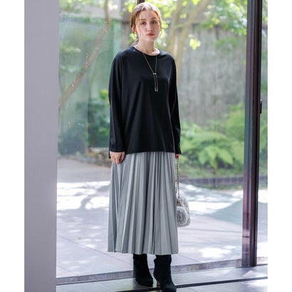 【Lサイズ限定】ナチュラルコットンベア ロングTシャツ （ブラック×ベージュ系）｜詳細画像