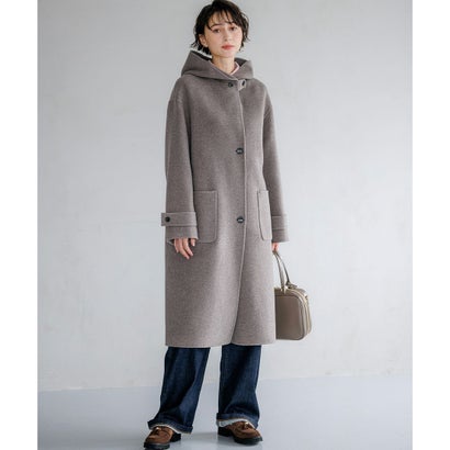 【一部予約】MANTECOPureリバー フーデッド ロングコート （チャコール系）｜詳細画像